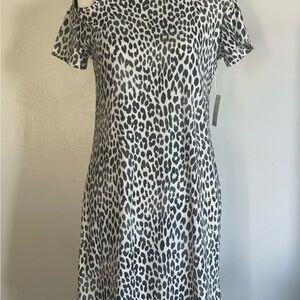 Chic Black and White Leopard Print Mini Dress